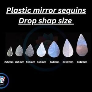 LeCraft Plastic Mirror Sequins: The Ultimate Embellishment for DIY Projects Drop Shap Pack of 100grams (Drop 6 * 8mm)