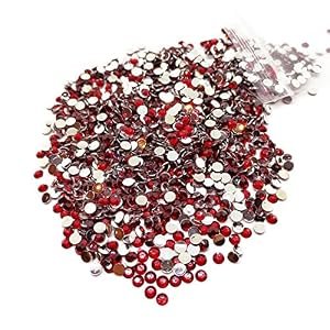 lecraft 14-Cut Faceted Round Flat-Back Rhinestone Beads 100 Gram (4, Red)