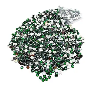 lecraft 14-Cut Faceted Round Flat-Back Rhinestone Beads 100 Gram (4, Emerald Green)