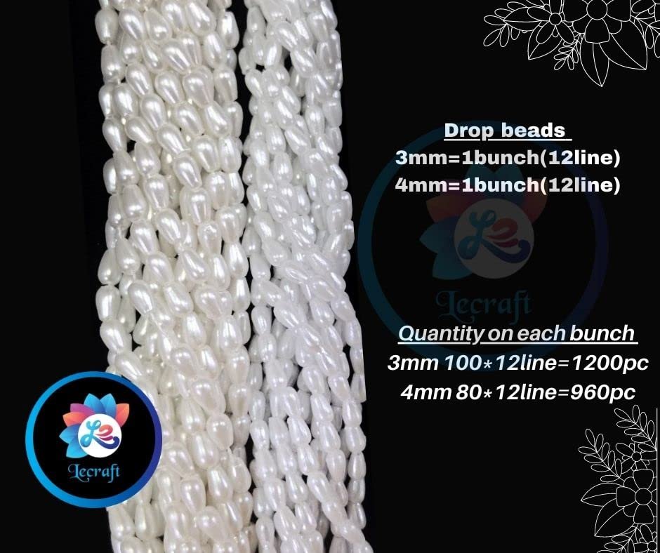 Lecraft Set of 10 Different Type of Aari White Beads Each Shap Have One Single Bunch Unleash Your Creativity. thumbnail 2