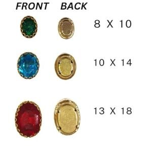 LECRAFT Jewellery Making Sew On Rhinestone/Clipstone Oval Pack of 10pc. (10*14, Ink Blue)