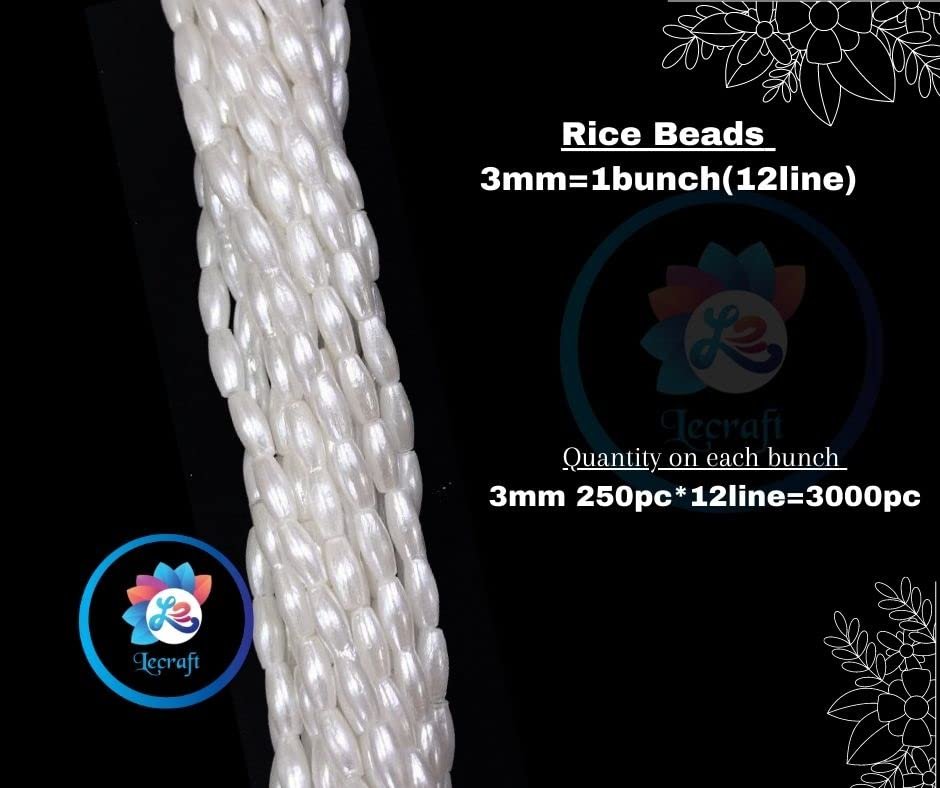 Lecraft Set of 10 Different Type of Aari White Beads Each Shap Have One Single Bunch Unleash Your Creativity. thumbnail 3