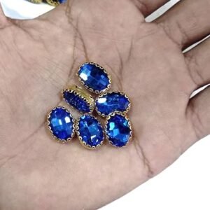 LECRAFT Jewellery Making Sew On Rhinestone/Clipstone Oval Pack of 10pc. (13 * 18, Ink Blue)