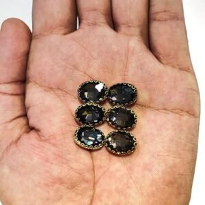 LECRAFT Jewellery Making Sew On Rhinestone/Clipstone Oval Pack of 10pc. (13*18, Gray)