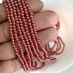 LECRAFT Unleash Your Creativity with Aari Copper Beads - Ideas and Inspiration Round Shap Beads 2bunch (3mm(24line)(100 * 24=2400))
