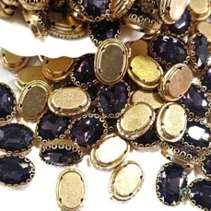 LECRAFT Jewellery Making Sew On Rhinestone/Clipstone Oval Pack of 10pc. (13 * 18, Voilat)