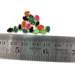 Fitting Colour Kundan Stones for Embroidery, Craft and Jewellery Making (4 X 6 Drop .01 Shape) 6 Colour ecah 10gram Total 60 Gram Pack