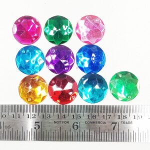12 Cut Round Flatback Two Holes Sew-On Rhinestone Crystals Acrylic Beads,Kundan Stone with Hole for Sewing Modal Jewellery Making Embroidery and Craft Work ( BLUE/16MM/100PC/HOLE )