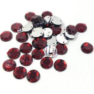 LECRAFT 12 Cut Round Flatback Two Holes Sew-On Rhinestone Crystals Acrylic Beads,Kundan Stone with Hole for Sewing Modal Jewellery Making Embroidery and Craft Work( 10 MM / 500PC / Marron )