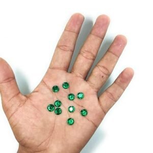 LECRAFT 12 Cut Round Flatback Two Holes Sew-On Rhinestone Crystals Acrylic Beads,Kundan Stone with Hole for Sewing Modal Jewellery Making Embroidery and Craft Work ( 8 MM / 1200 PC/ Green )