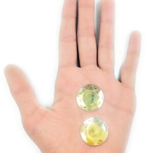 LECRAFT 12 Cut Round Flatback Two Holes Sew-On Rhinestone Crystals Acrylic Beads,Kundan Stone with Hole for Sewing Modal Jewellery Making Embroidery and Craft Work (GOLD/18MM/160PC/ROUND/HOLE )