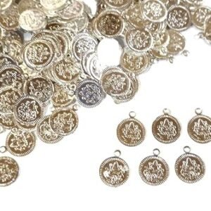 LECRAFT Lakshmi Coin/kasu for Hand Embroidery Work Light Weight Coin Pack of 100pc (14mm, Sliver)
