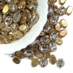 LECRAFT Jewellery Making Sew On Rhinestone/Clipstone Oval Pack of 10pc. (13 * 18, Clean)