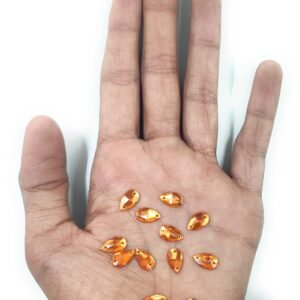 LECRAFT Drop Flatback Two Holes Sew-On Rhinestone Crystals Acrylic Beads,Kundan Stone with Hole for Sewing Modal Jewellery Making Embroidery and Craft Work (Drop/4X10/2100PC/DARK Orange)