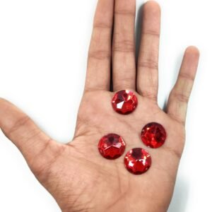 12 Cut Round Flatback Two Holes Sew-On Rhinestone Crystals Acrylic Beads,Kundan Stone with Hole for Sewing Modal Jewellery Making Embroidery and Craft Work ( BROUN /16MM/200PC/HOLE )