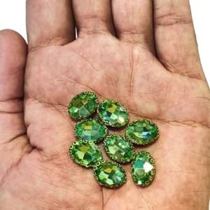 LECRAFT Jewellery Making Sew On Rhinestone/Clipstone Oval Pack of 10pc. (13*18, Light Green)
