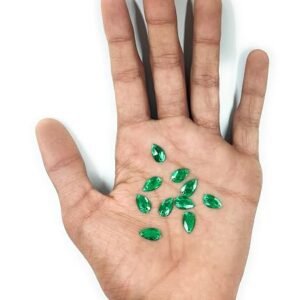 LECRAFT Drop Flatback Two Holes Sew-On Rhinestone Crystals Acrylic Beads,Kundan Stone with Hole for Sewing Modal Jewellery Making Embroidery and Craft Work (Drop/4X10/2100PC/GREEN )