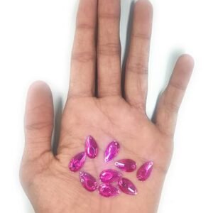 LECRAFT Drop Flatback Two Holes Sew-On Rhinestone Crystals Acrylic Beads,Kundan Stone with Hole for Sewing Modal Jewellery Making Embroidery and Craft Work (DROP/9X16/500PC/ Rose)
