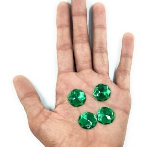 12 Cut Round Flatback Two Holes Sew-On Rhinestone Crystals Acrylic Beads,Kundan Stone with Hole for Sewing Modal Jewellery Making Embroidery and Craft Work ( Green /16MM/100PC/HOLE )