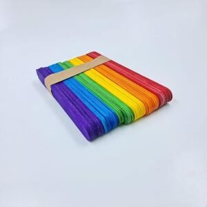 Rainbow Coloured Wooden Craft Sticks, 50 Pieces Big 50 Pieces, Small Total 100 Pieces Arts and Crafts Supplies