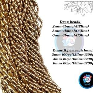 LECRAFT Unleash Your Creativity with Aari Dull Gold Beads - Ideas and Inspiration Drop Shap Beads 2bunch (3mm(24line)(24 * 120=2880pc))