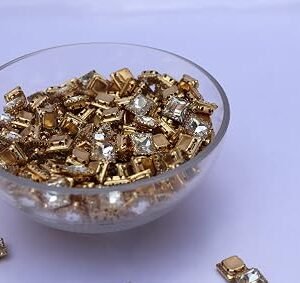 LECRAFT Jewellery Making Sew On Rhinestone/Squrestone/Clipstone 10 pc Sliver Glass