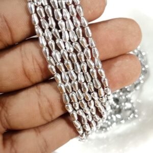 LECRAFT Unleash Your Creativity with Aari Sliver Beads - Ideas and Inspiration Drop Shap Beads 2bunchs. (3mm(24lines)(24 * 120=2880pc))