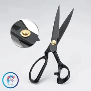 Lecraft Professional Tailoring Scissors for Cloth Cutting – Heavy-Duty Stainless Steel Fabric Scissors, Anti-Rust, Ultra-Sharp Tailor Shears for Sewing & Crafting, Black – Set of 1 (12 Inch)
