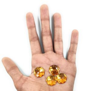 12 Cut Round Flatback Two Holes Sew-On Rhinestone Crystals Acrylic Beads,Kundan Stone with Hole for Sewing Modal Jewellery Making Embroidery and Craft Work( Orange /16MM/200PC/HOLE )
