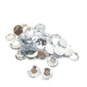 LECRAFT 12 Cut Round Flatback Two Holes Sew-On Rhinestone Crystals Acrylic Beads,Kundan Stone with Hole for Sewing Modal Jewellery Making Embroidery and Craft Work ( 12 MM / 500PC / Clean )