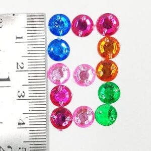 LECRAFT 12 Cut Round Flatback Two Holes Sew-On Rhinestone Crystals Acrylic Beads,Kundan Stone with Hole for Sewing Modal Jewellery Making Embroidery and Craft Work ( 8 MM / 1200 PC/ Red )