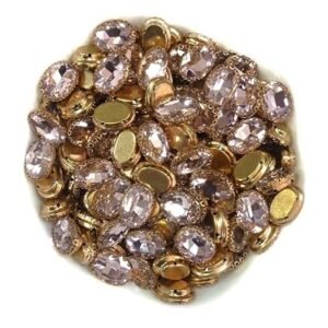 LECRAFT Jewellery Making Sew On Rhinestone/Clipstone Oval Pack of 10pc. (13 * 18, Baby Pink)