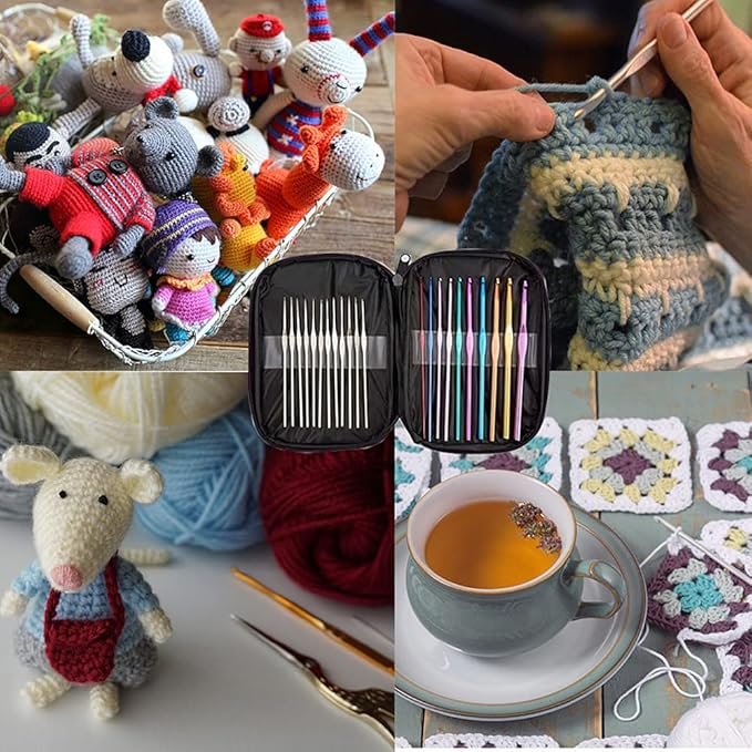 Cutebox 22pcs Mixed Aluminum Handle Crochet Hooks, Ergonomic Knitting Knit Needles, Weave Yarn Set, 0.6~6.5mm thumbnail 6