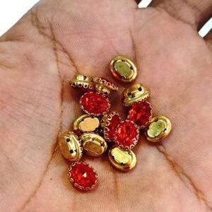 LECRAFT Jewellery Making Sew On Rhinestone/Clipstone Oval Pack of 10pc. (13*18, Orange)