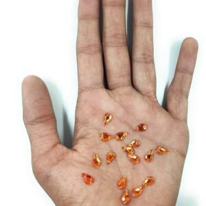 LECRAFT Drop Flatback Two Holes Sew-On Rhinestone Crystals Acrylic Beads,Kundan Stone with Hole for Sewing Modal Jewellery Making Embroidery and Craft Work (Drop/8X4/2000PC/ Dark Orange )