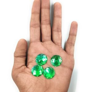 12 Cut Round Flatback Two Holes Sew-On Rhinestone Crystals Acrylic Beads,Kundan Stone with Hole for Sewing Modal Jewellery Making Embroidery and Craft Work ( Parrot Green /16MM/200PC/HOLE )