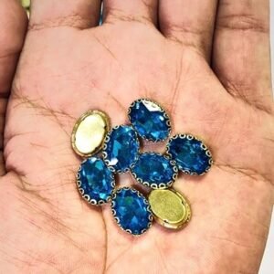 LECRAFT Jewellery Making Sew On Rhinestone/Clipstone Oval Pack of 10pc. (13*18, SkyBlue)