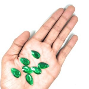 LECRAFT Drop Flatback Two Holes Sew-On Rhinestone Crystals Acrylic Beads,Kundan Stone with Hole for Sewing Modal Jewellery Making Embroidery and Craft Work ( DROP/13X18/500PC/GREEN)