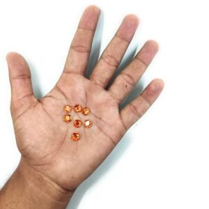 LECRAFT 12 Cut Round Flatback Two Holes Sew-On Rhinestone Crystals Acrylic Beads,Kundan Stone with Hole for Sewing Modal Jewellery Making Embroidery and Craft Work ( 8 MM / 1200 PC/ Dark Orange )