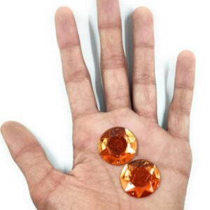 LECRAFT 12 Cut Round Flatback Two Holes Sew-On Rhinestone Crystals Acrylic Beads,Kundan Stone with Hole for Sewing Modal Jewellery Making Embroidery and Craft Work( Ornge /18MM/160PC/ROUND/HOLE )