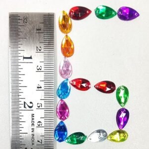 LECRAFT Drop Flatback Two Holes Sew-On Rhinestone Crystals Acrylic Beads,Kundan Stone with Hole for Sewing Modal Jewellery Making Embroidery and Craft Work (Drop/4X10/1050PC/YELLOW)