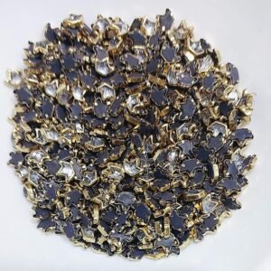 Premium Crown Kundan Stones – White & Champagne Faceted Crystals in Gold-Plated Brass Settings for Aari Embroidery, Bridal Couture, and Jewelry Making(50g)