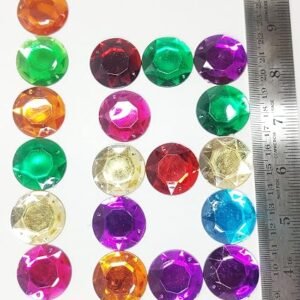 LECRAFT 12 Cut Round Flatback Two Holes Sew-On Rhinestone Crystals Acrylic Beads,Kundan Stone with Hole for Sewing Modal Jewellery Making Embroidery and Craft Work ( Pink /18MM/160PC/ROUND/HOLE )