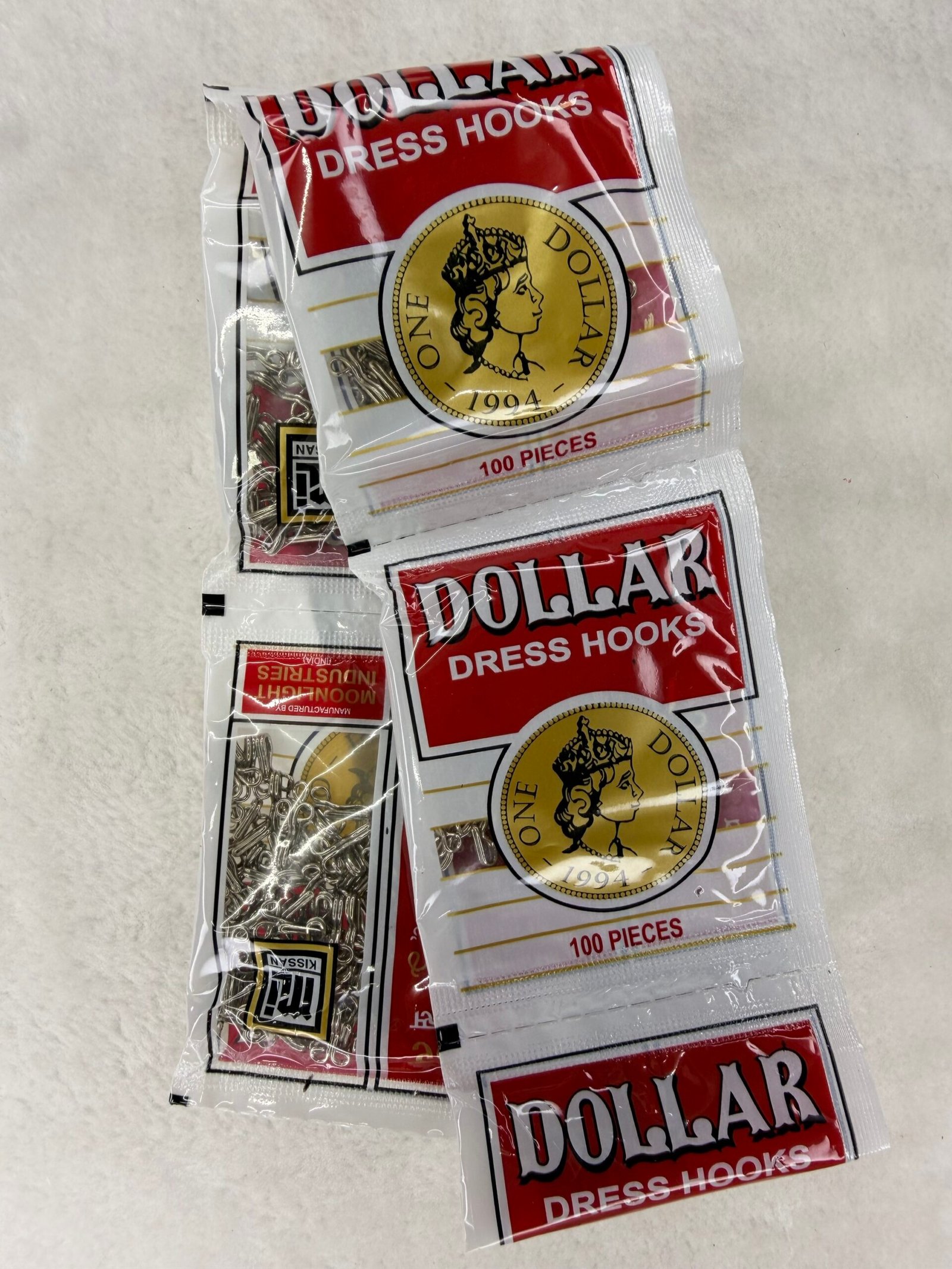 DOLLAR DRESS HOOKS - Queen's Head Design Sewing Fasteners (100 x 15 Pack) thumbnail 2