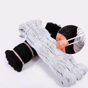 LOTUS International Premium Narrow Woven round Elastic Roll(1.5mm-100M)(Black)