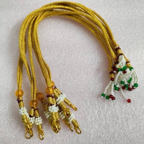 Adjustable Gold-Toned Dori Neck Cord with Pearl & Bead Accents(12Piece) thumbnail 2