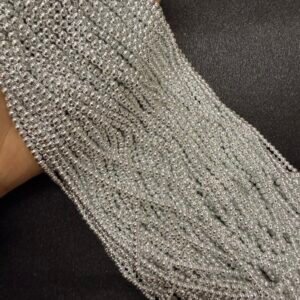 LeCraft Royal Premium Silver Metallic Beads (4mm)(Approx 145Beads x 12Lines per bunch)