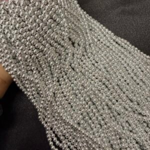 LeCraft Royal Premium Silver Metallic Beads (5mm)(Approx 130Beads x 12Lines per bunch)