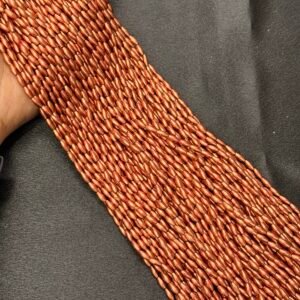 LeCraft Royal Premium Copper Metallic Rice /Wheat Beads(4mm)(80Beads x 15Lines per bunch)