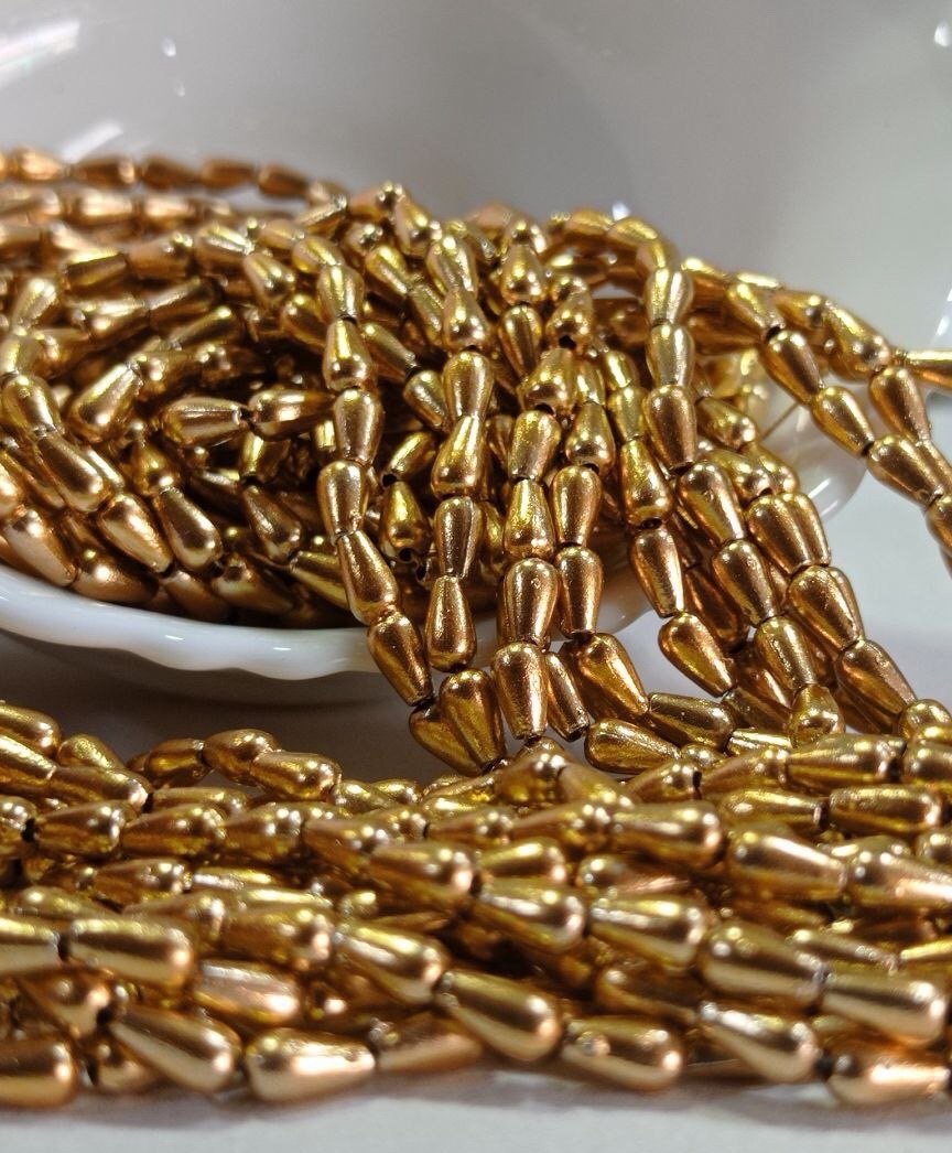 LeCraft Royal Premium Gold Metallic Drop Beads(4mm)(80beads x 15Lines per bunch)(5Bunch) thumbnail 2
